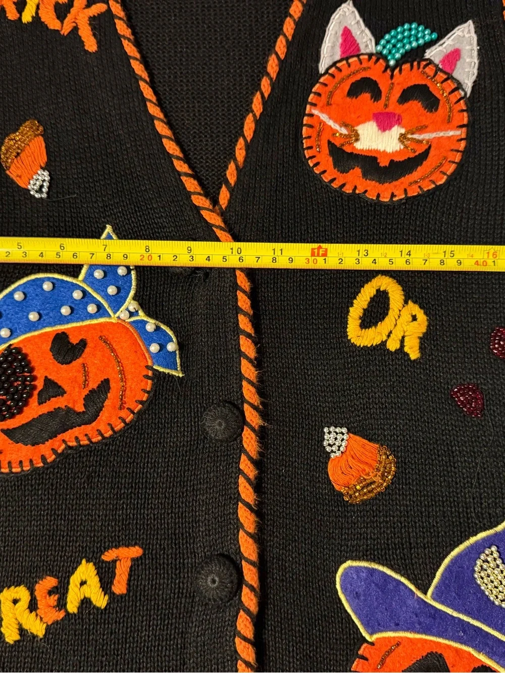 Victoria Jones Woman Black Halloween Trick-or-Treat Vest with Orange Trim - Picture 7 of 7